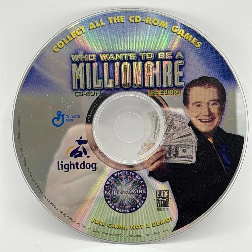 Who Wants to Be a Millionaire CD-ROM 1st Ed General Mills Cereal Promo PC Game